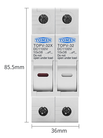 1235 PORTAFUSIBLES 2P DC 10x38 SOLAR 1100V/30A