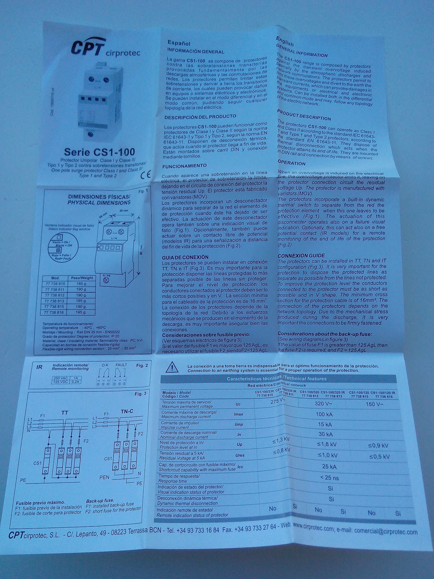 SOBRETENSIONES CIRPROTEC CS1-100/230