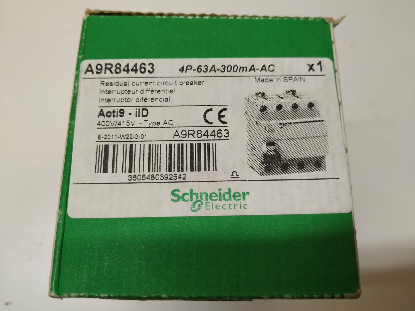 DIFERENCIAL 63A/300MA/0.3A/4P 10ka A9R84463 SCHNEIDER NUEVO