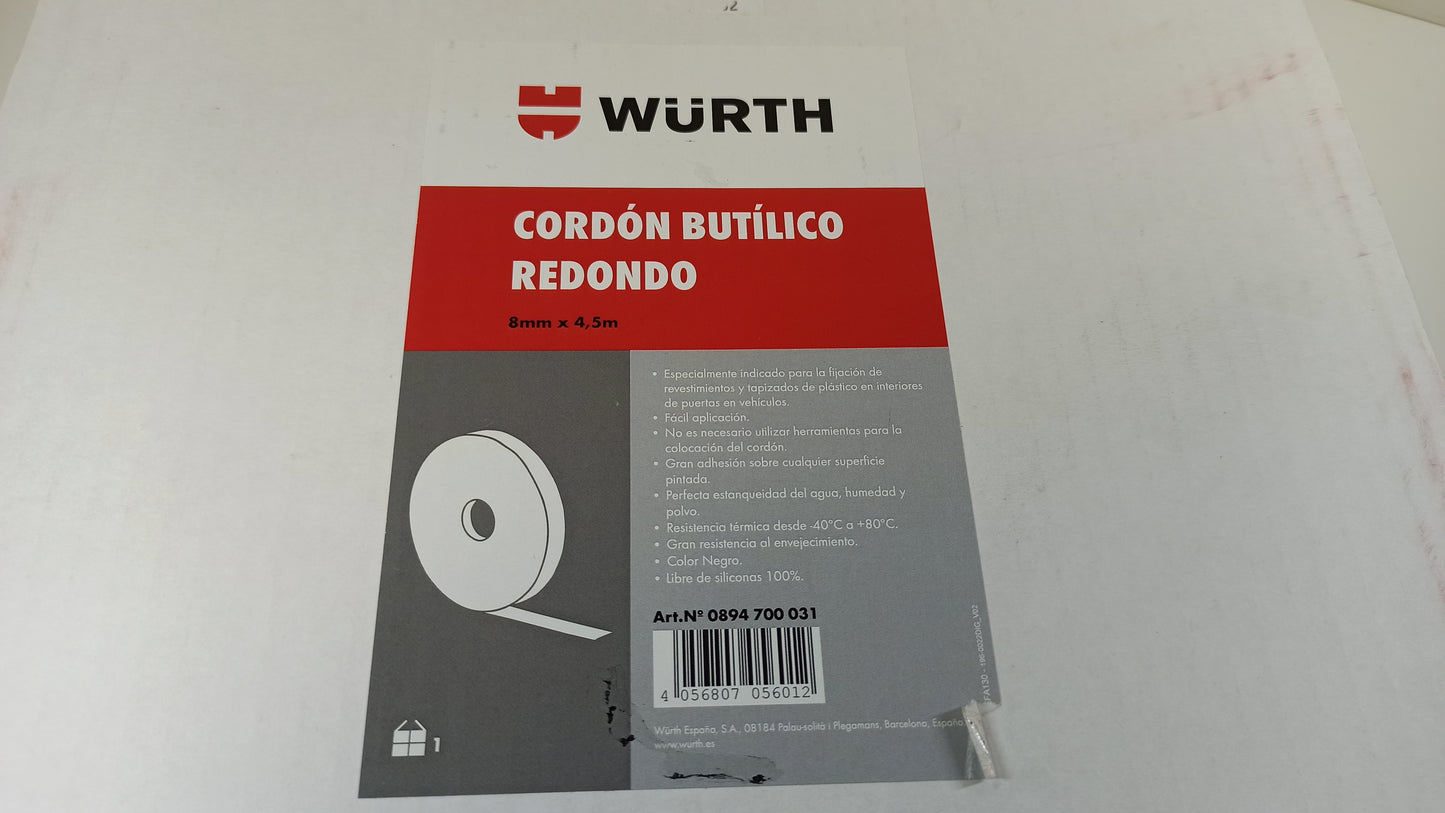 ROLLO CORDÓN 1167 BUTILO REDONDO 8MM 3M WURTH